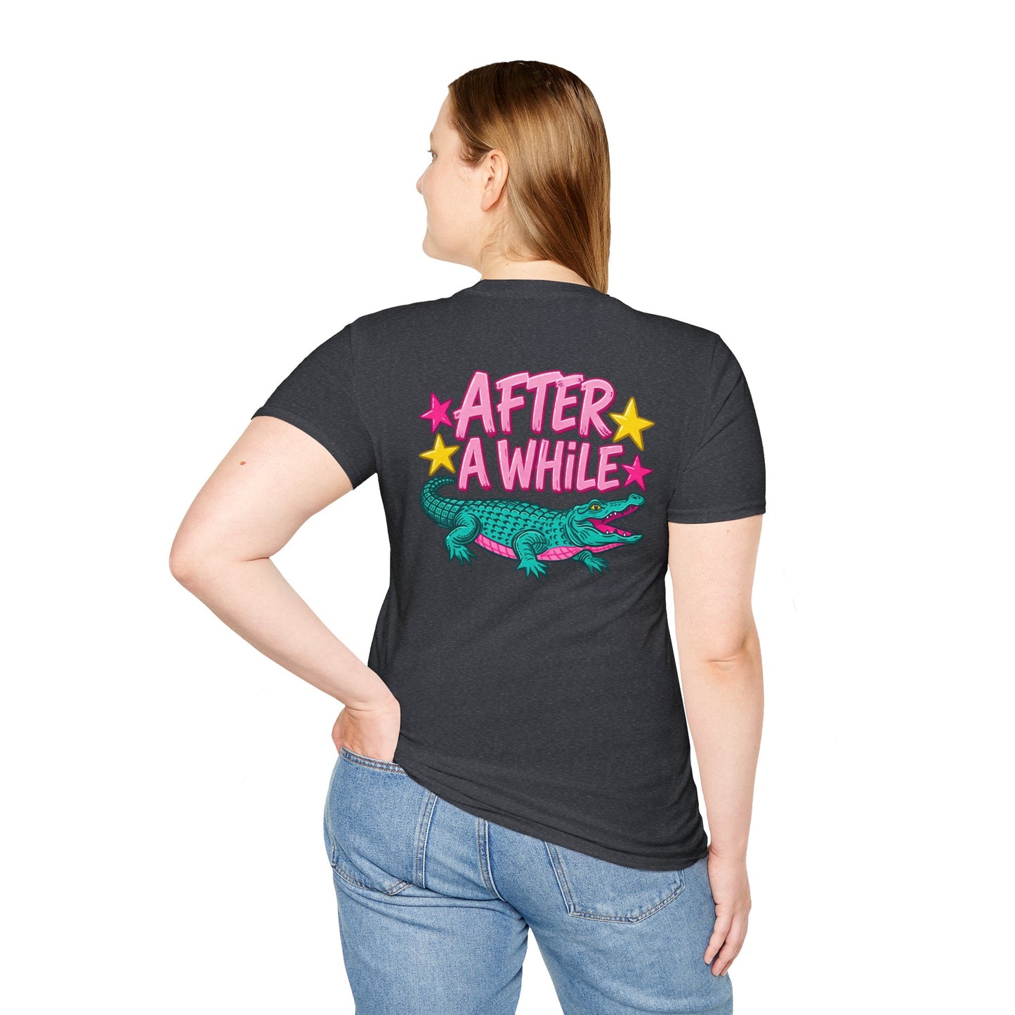 Later Alligator T‑Shirt — Retro Cartoon Gator "Later/After A While" Graphic Tee
