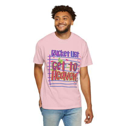 Get to Heaven T-Shirt — "Bucket List" Colorful Notebook Graphic