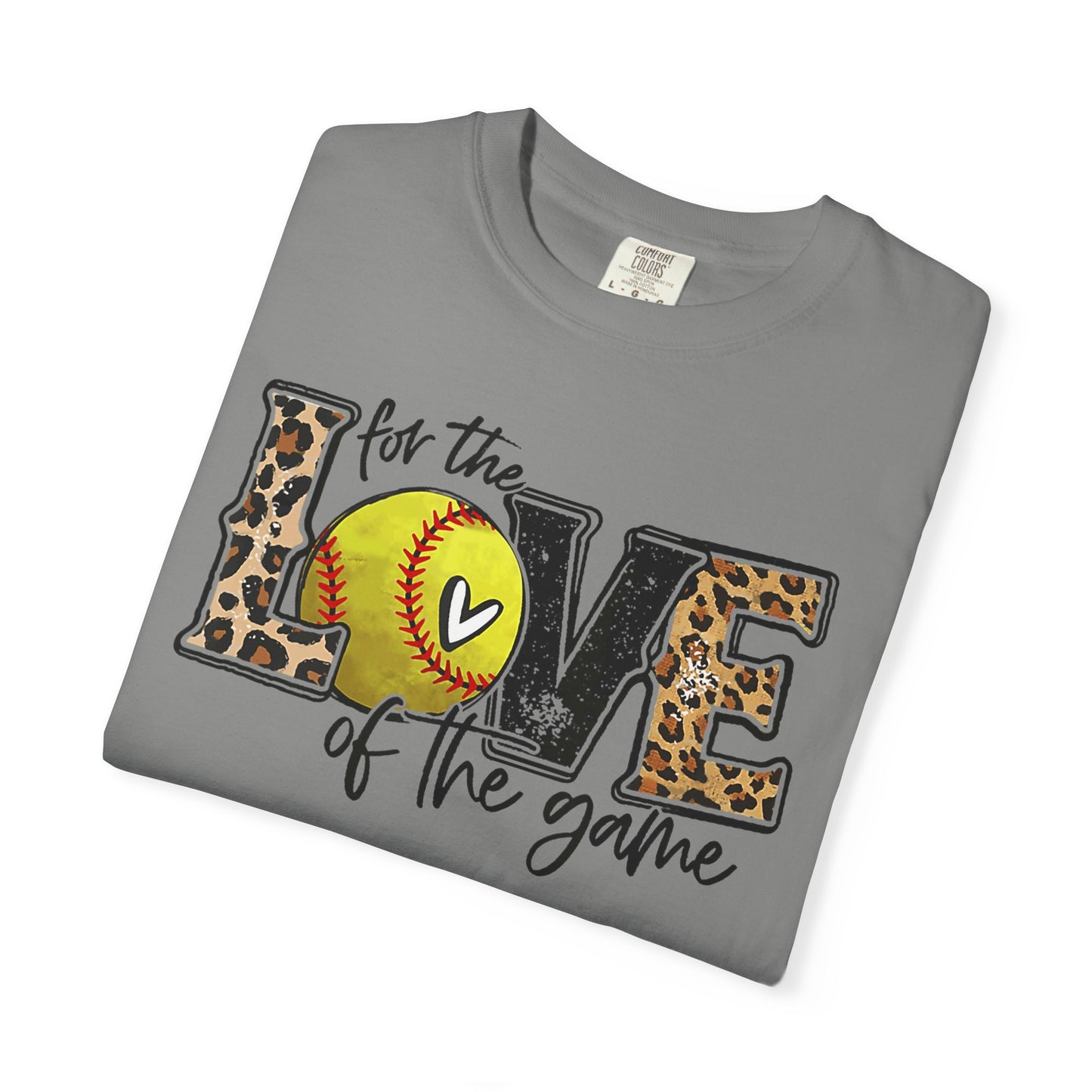 Love of the Game Softball T-Shirt — Leopard Print Tennis Ball Design