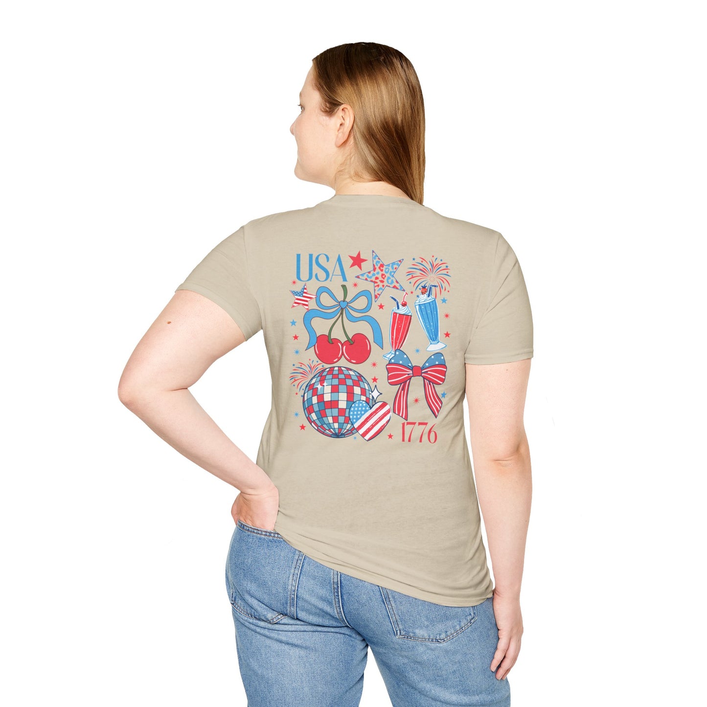 Patriotic Cherry T-Shirt — USA 1776 Fourth of July Graphic Tee
