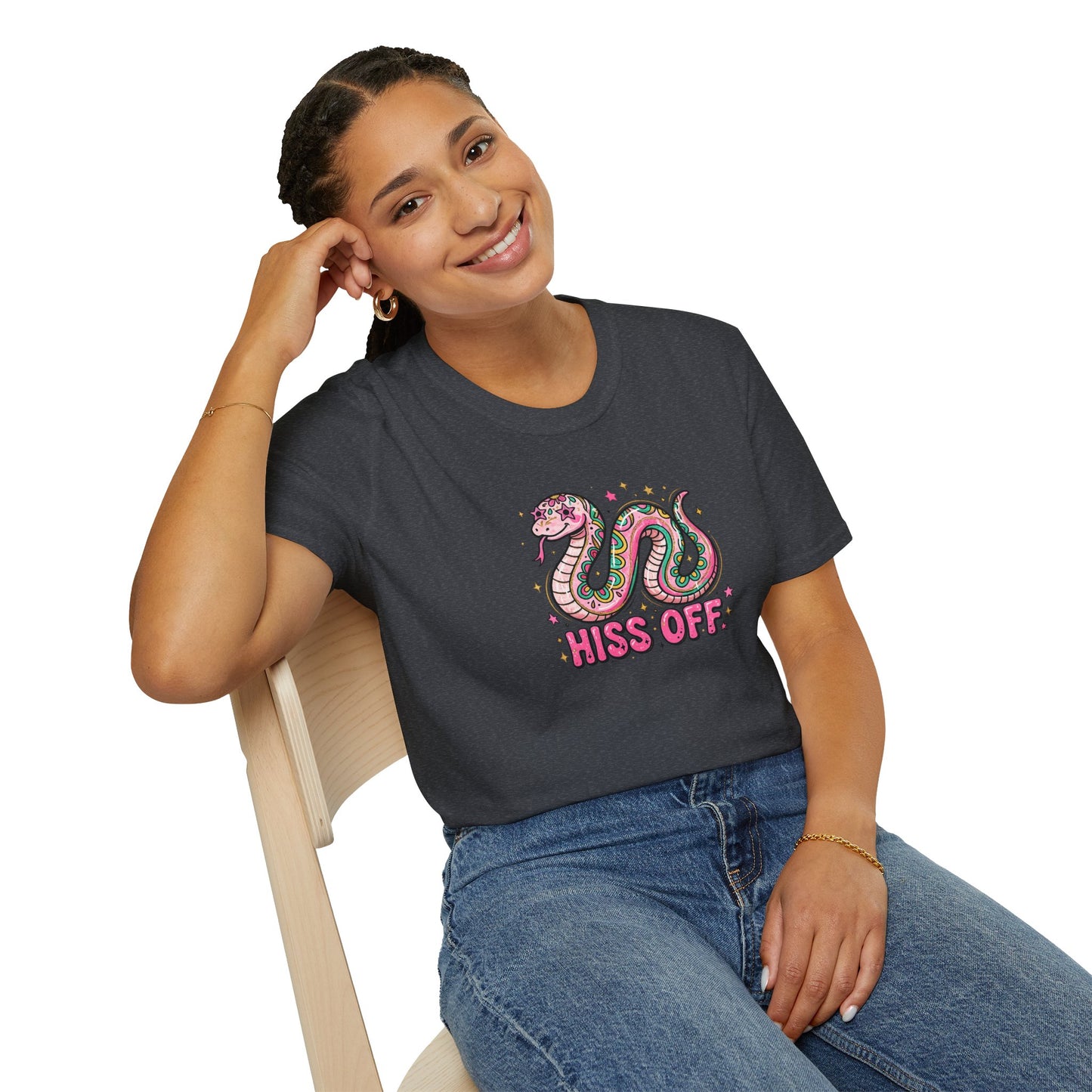 Hiss Off Snake T-Shirt – Cute Pink Cartoon Snake Graphic Tee