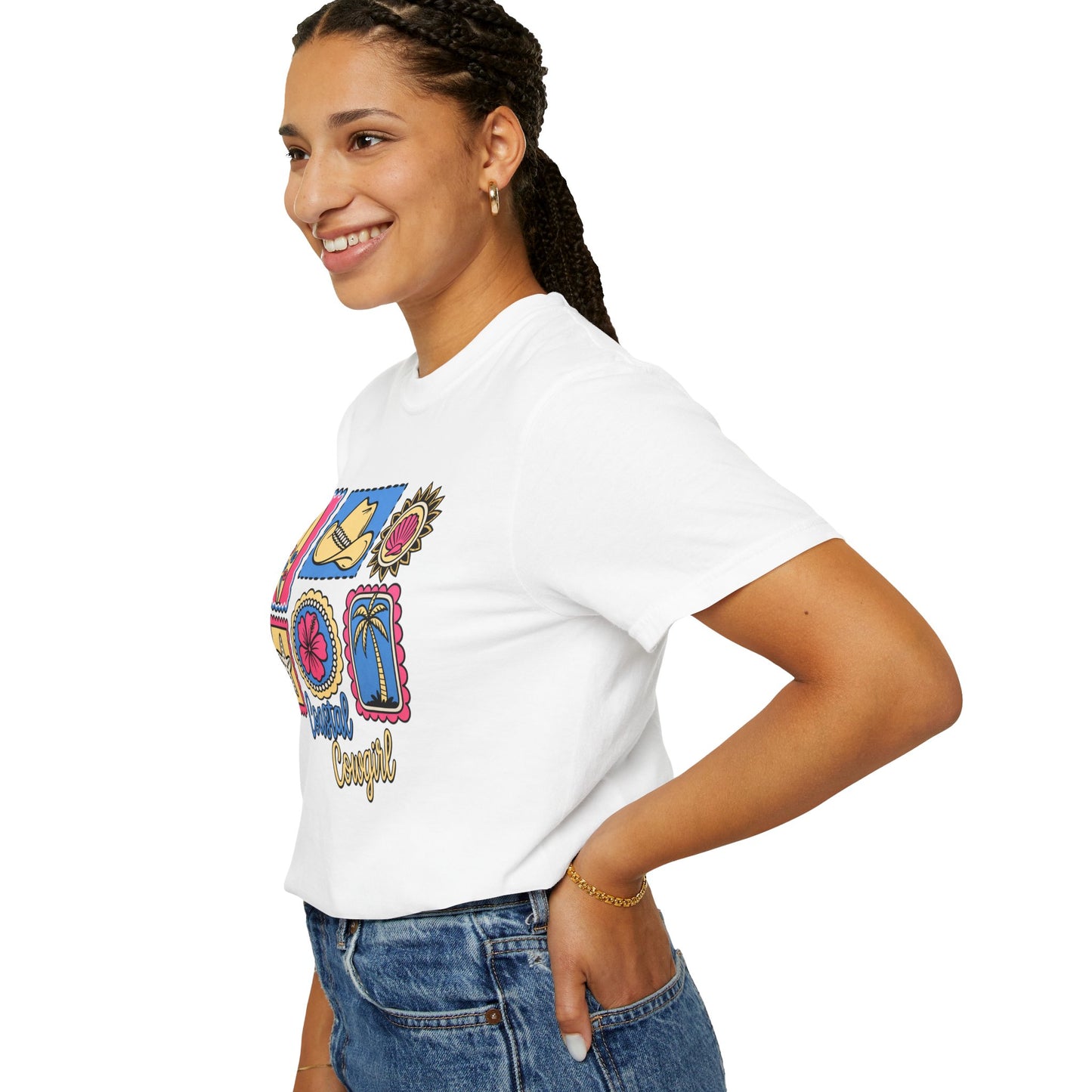 Coastal Cowgirl Graphic T-Shirt — Retro Beach Icons Tee