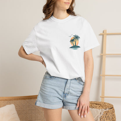 Palm Island Sunset T-Shirt — Tropical Beach Graphic Tee
