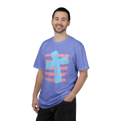 Cross & Stripes T-Shirt — Retro Coastal Church Graphic Tee