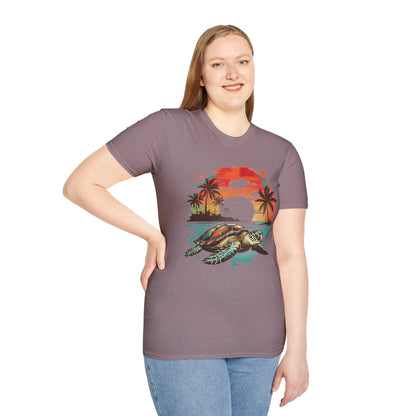 Sea Turtle Sunset T-Shirt — Tropical Beach Graphic Tee