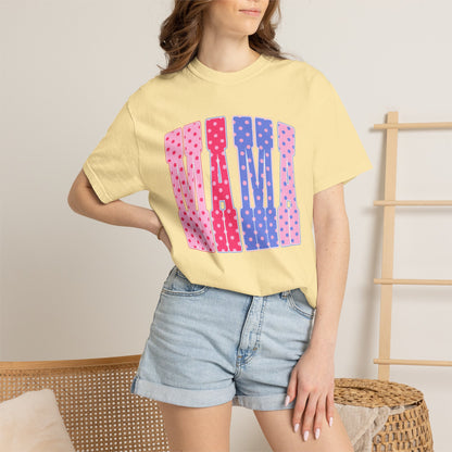 Mama Polka Dot Graphic T-Shirt — Pink & Purple Retro Mother's Day Tee