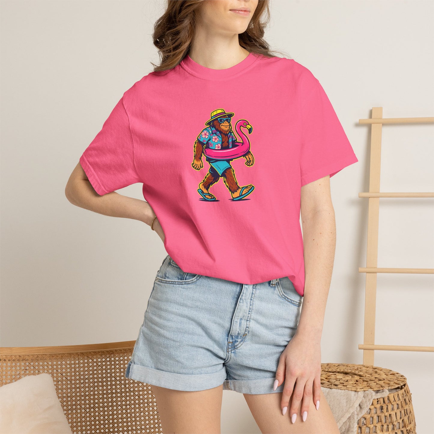 Vacation Bear T-Shirt — Tropical Bear with Flamingo Float Graphic