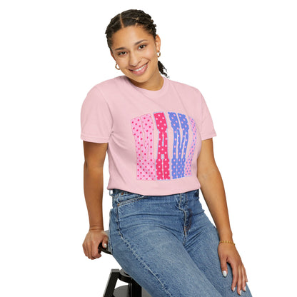 Mama Polka Dot Graphic T-Shirt — Pink & Purple Retro Mother's Day Tee