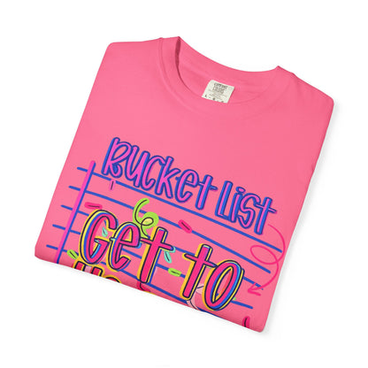 Get to Heaven T-Shirt — "Bucket List" Colorful Notebook Graphic