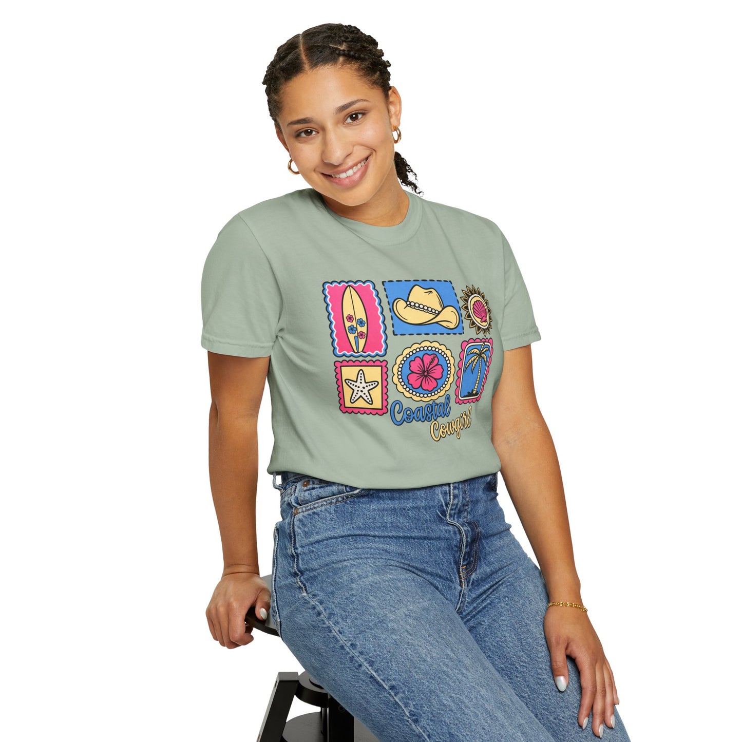 Coastal Cowgirl Graphic T-Shirt — Retro Beach Icons Tee
