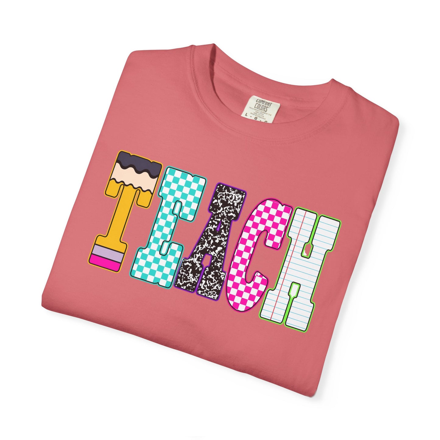 Teach Colorblock Graphic T-Shirt — Fun Teacher Appreciation Tee