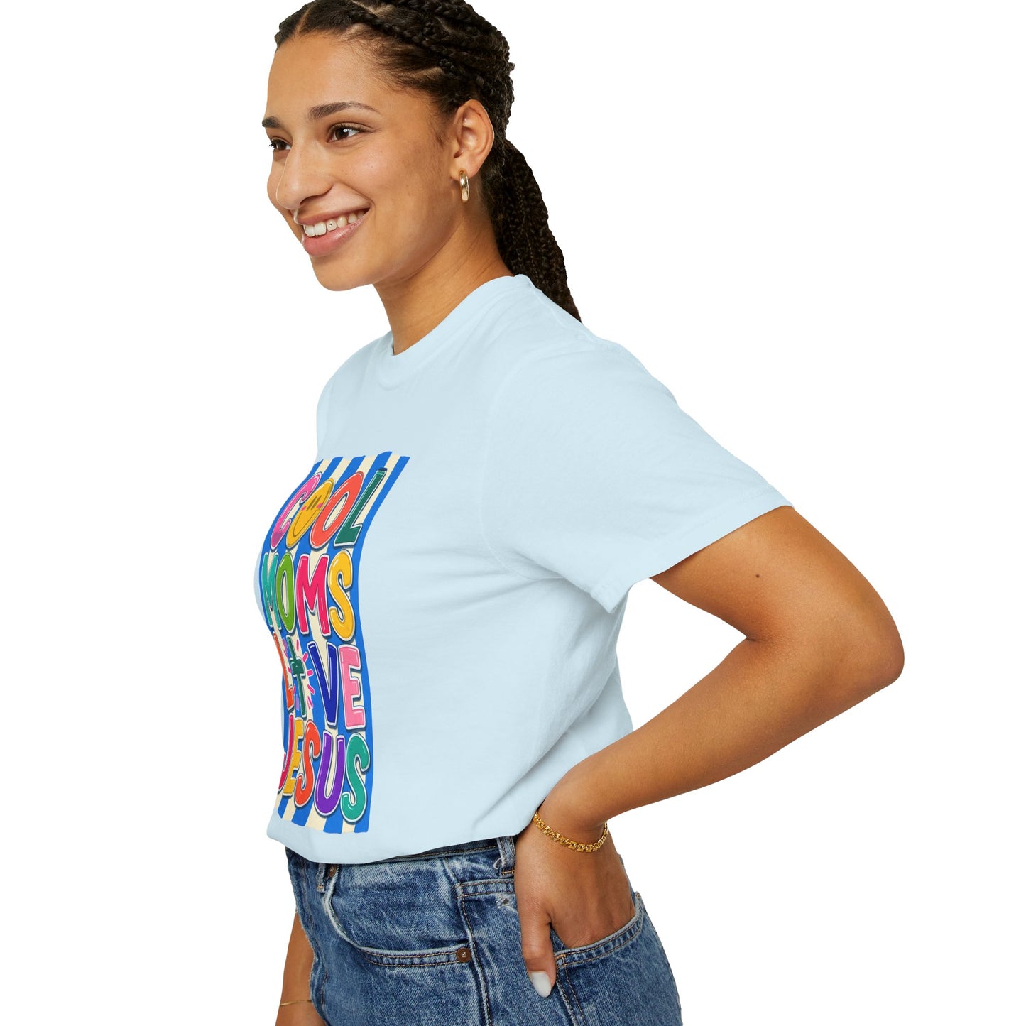 Cool Moms Love Jesus T-Shirt — Colorful Retro Christian Graphic Tee