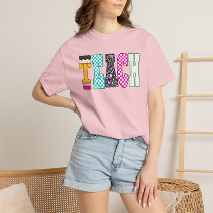 Teach Colorblock Graphic T-Shirt — Fun Teacher Appreciation Tee
