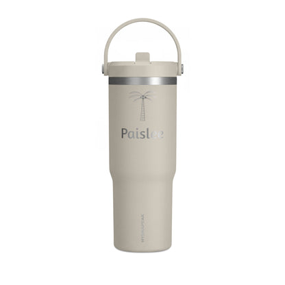 Personalized 32oz Tumbler - Palm Tree Name Engraved Travel Bottle