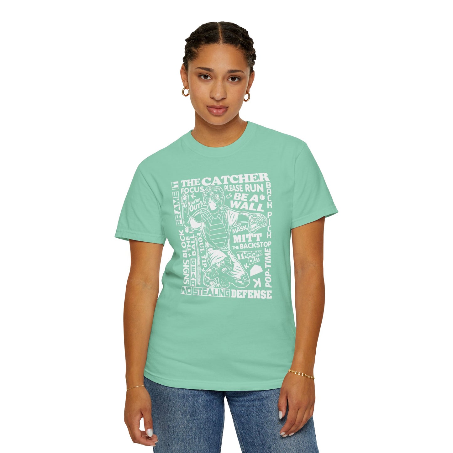 Catcher Graphic T-Shirt — Vintage-Inspired Baseball Catcher Design