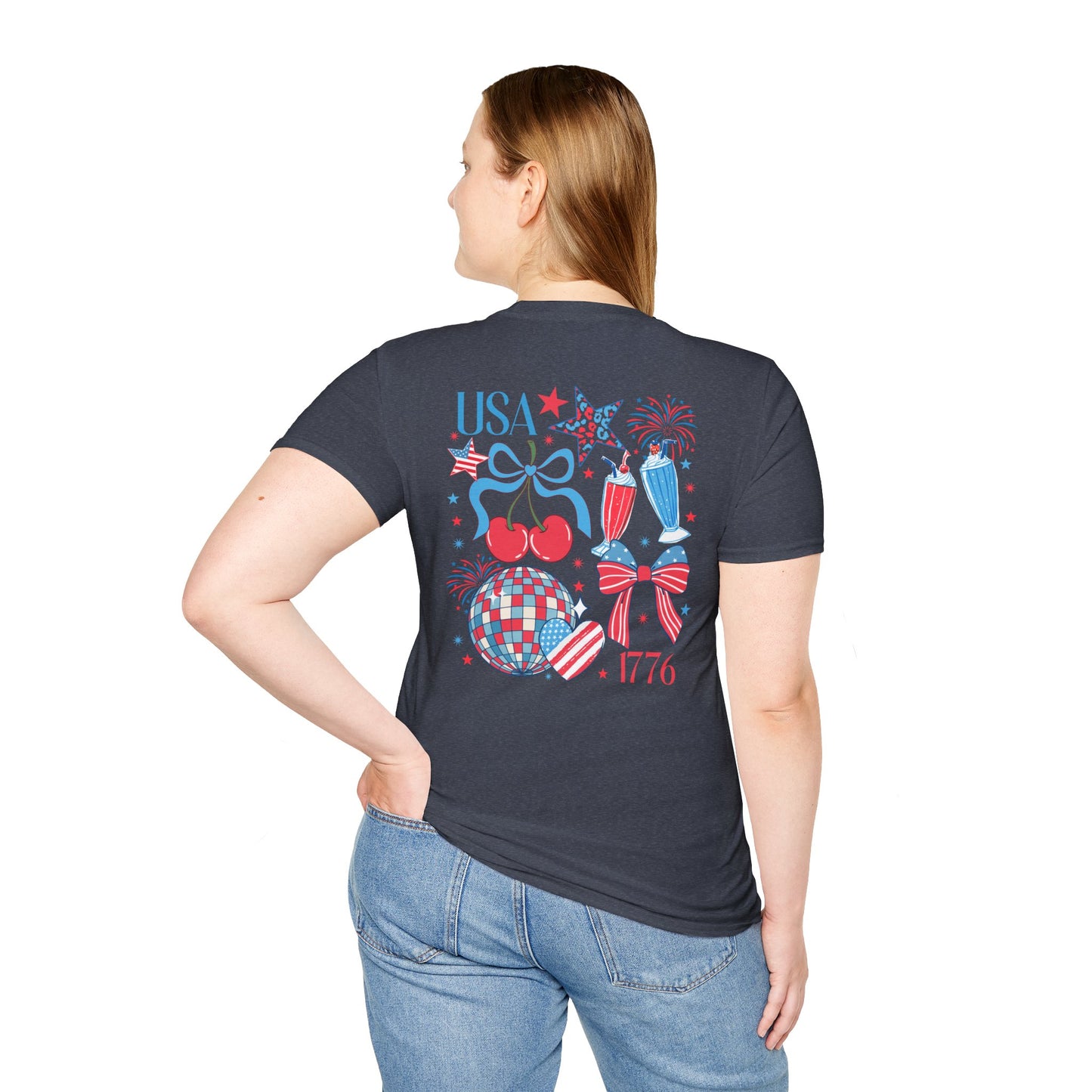 Patriotic Cherry T-Shirt — USA 1776 Fourth of July Graphic Tee