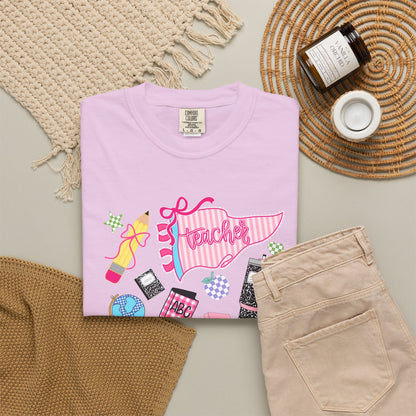 Teacher Essentials T-Shirt — Fun School Supplies Graphic