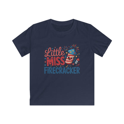 Kids T-Shirt – "Little Miss Firecracker" Patriotic 4th of July Tee for Girls