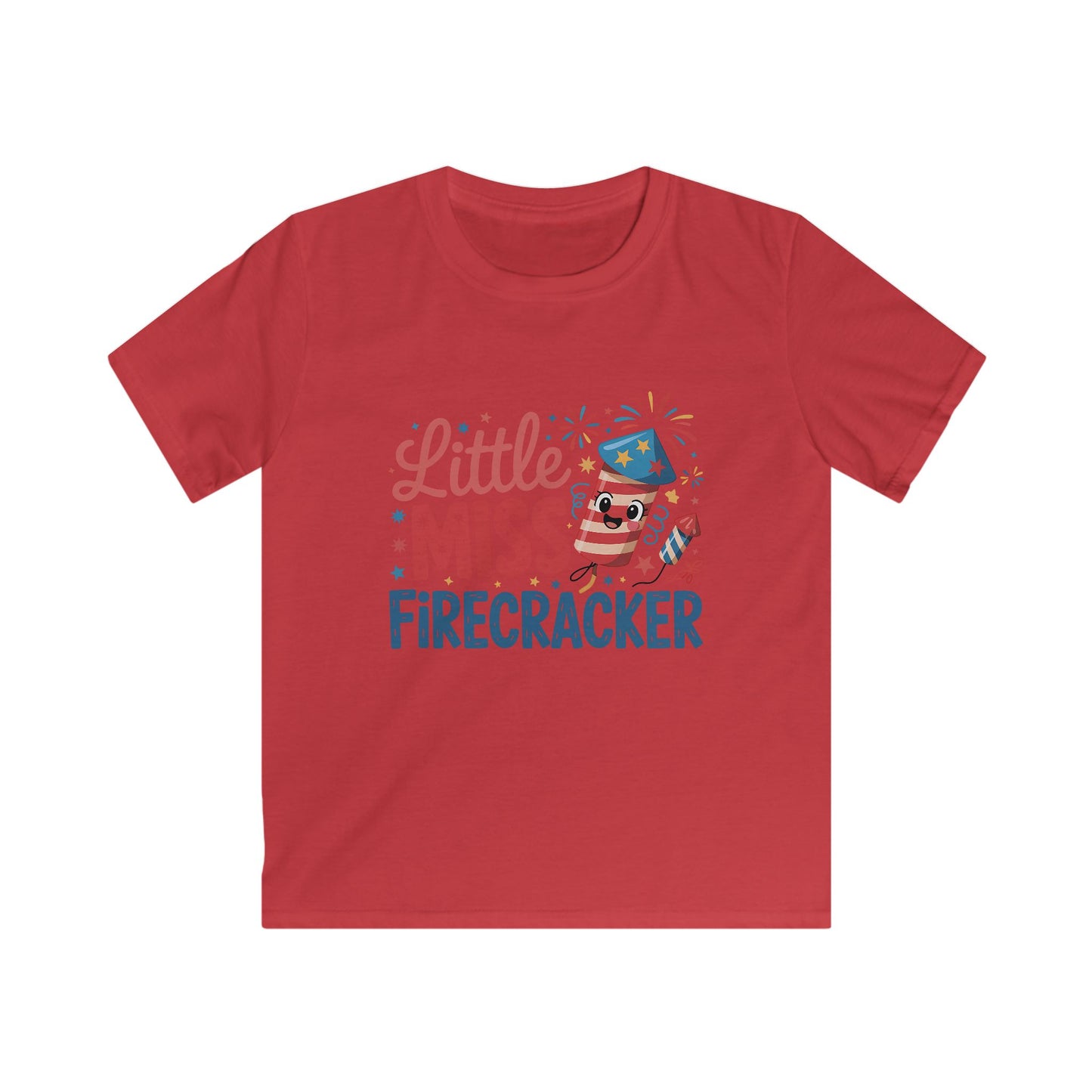 Kids T-Shirt – "Little Miss Firecracker" Patriotic 4th of July Tee for Girls