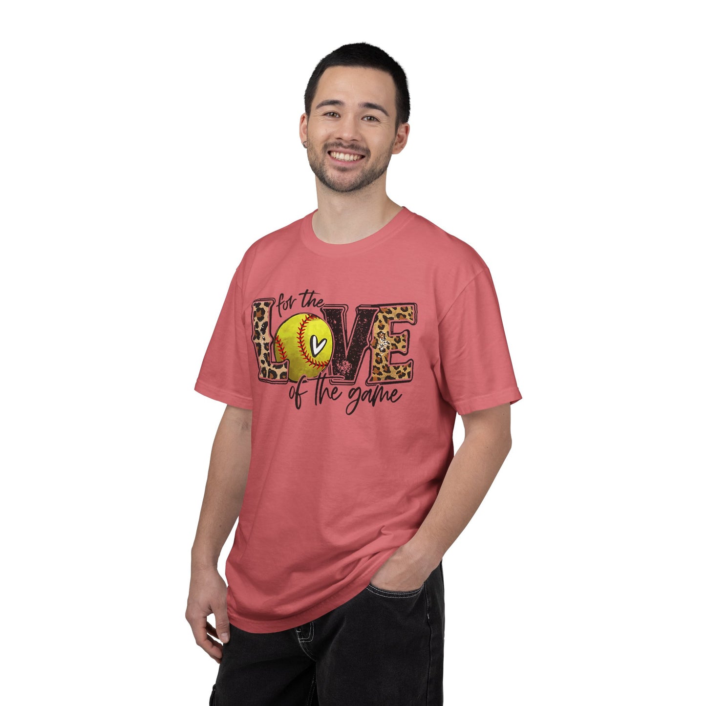 Love of the Game Softball T-Shirt — Leopard Print Tennis Ball Design