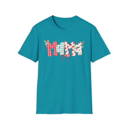 Mama Patterned Patchwork T-Shirt — Floral & Gingham "Mama" Design, Cute Mother's Day Gift