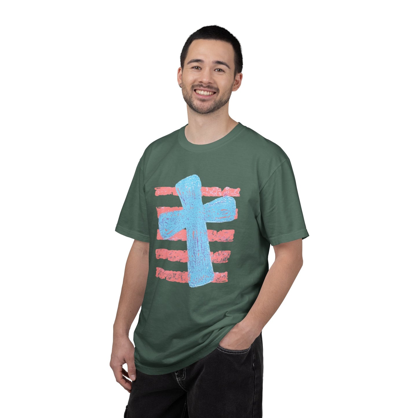 Cross & Stripes T-Shirt — Retro Coastal Church Graphic Tee