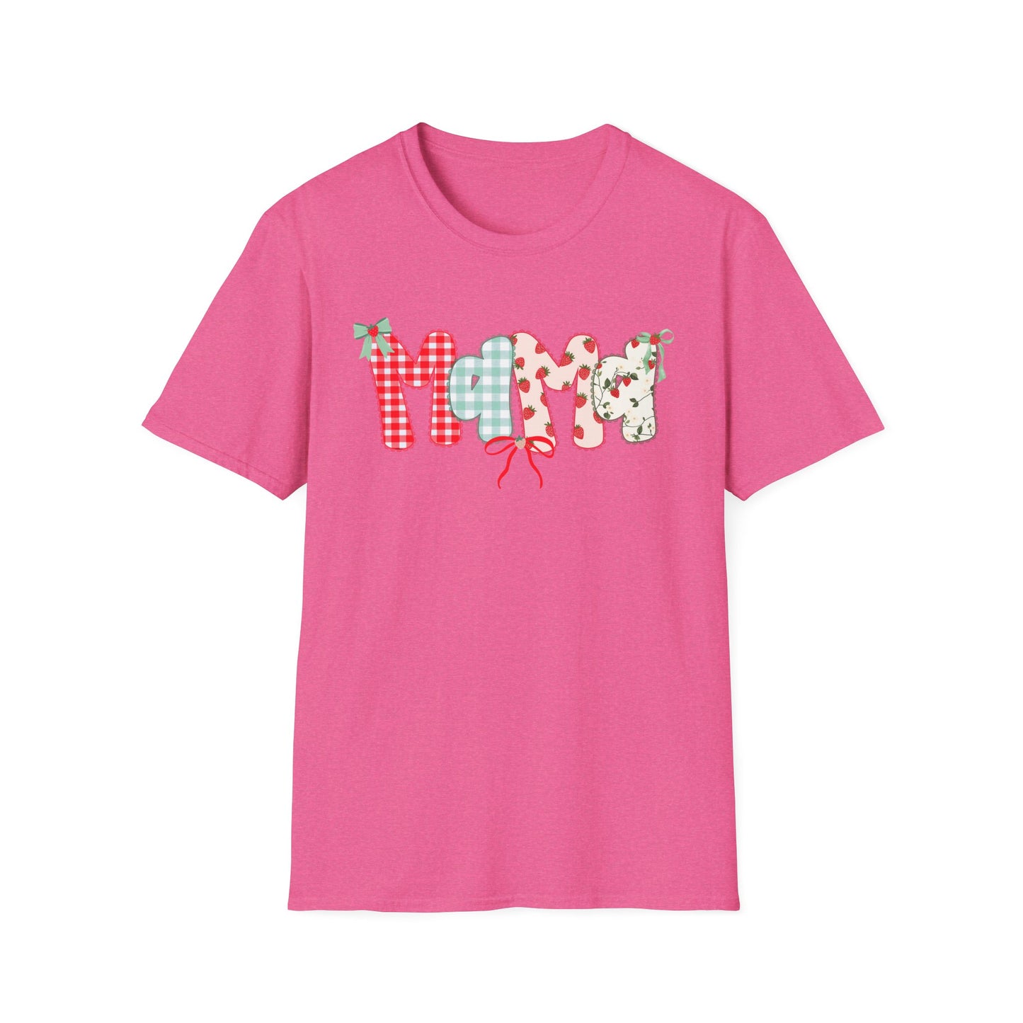 Mama Patterned Patchwork T-Shirt — Floral & Gingham "Mama" Design, Cute Mother's Day Gift