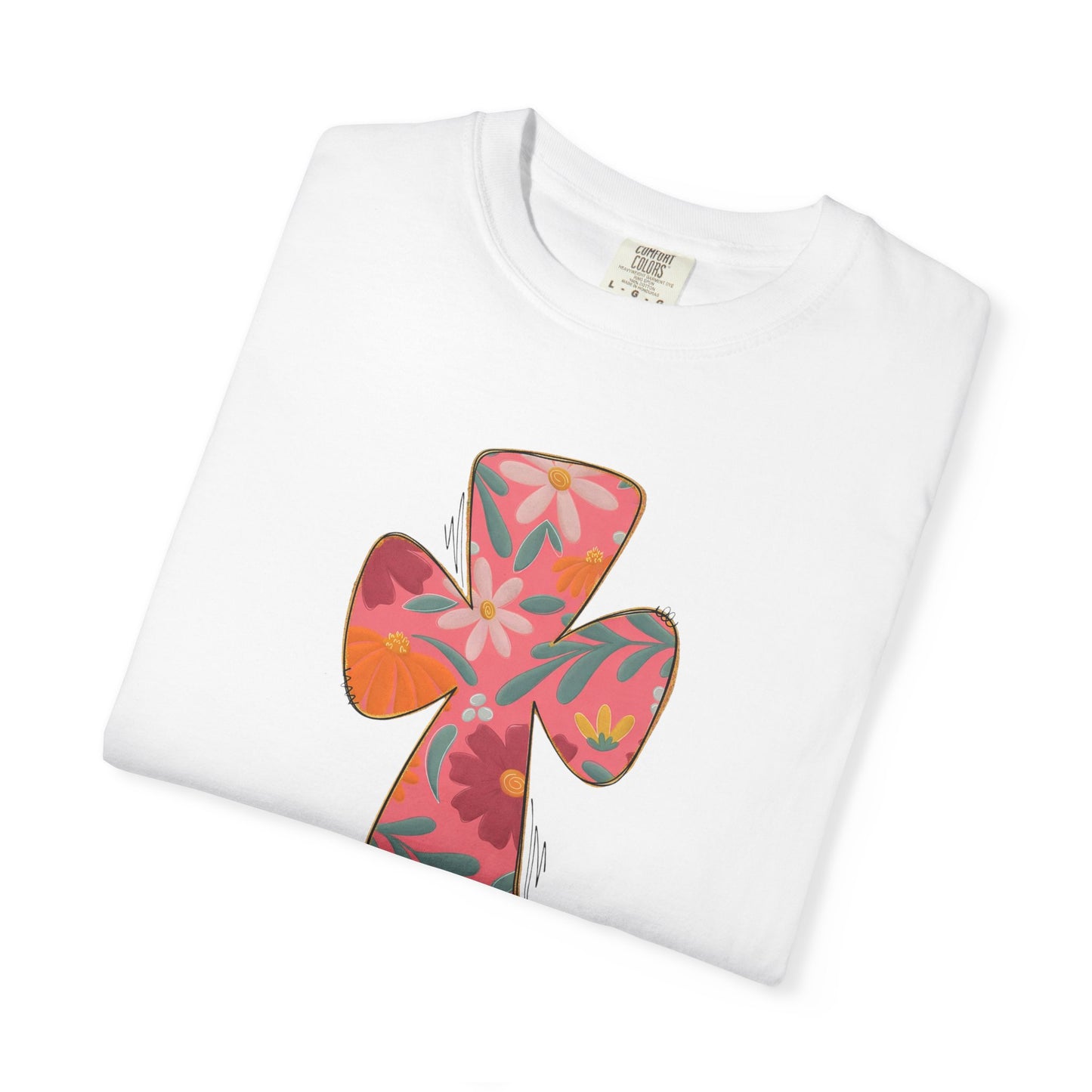 Floral Cross T-Shirt — Tropical Flower Graphic Tee