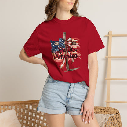 God Bless America Flag & Cross T-Shirt