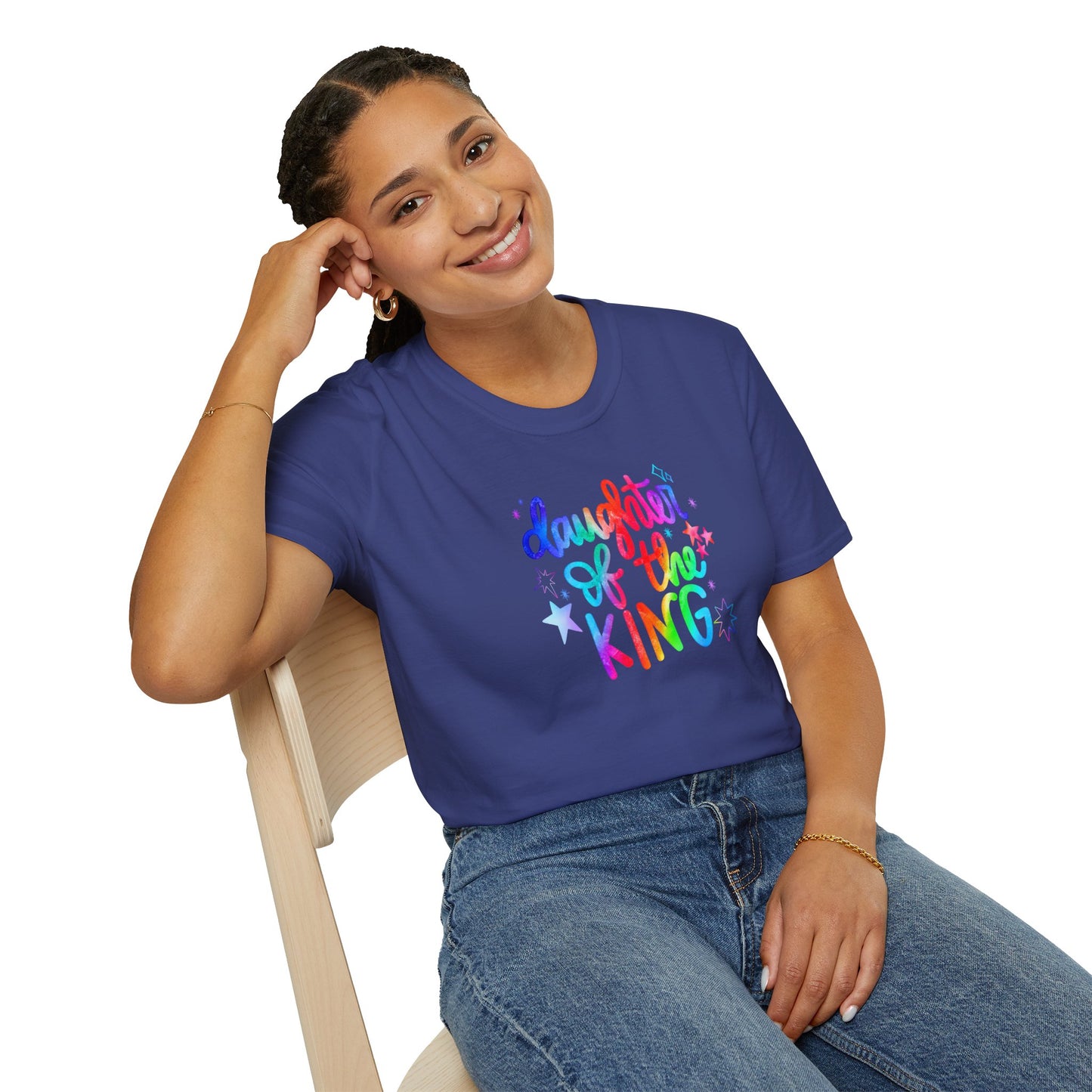 Daughter of the King Rainbow T-Shirt — Christian Faith Graphic Tee for Girls