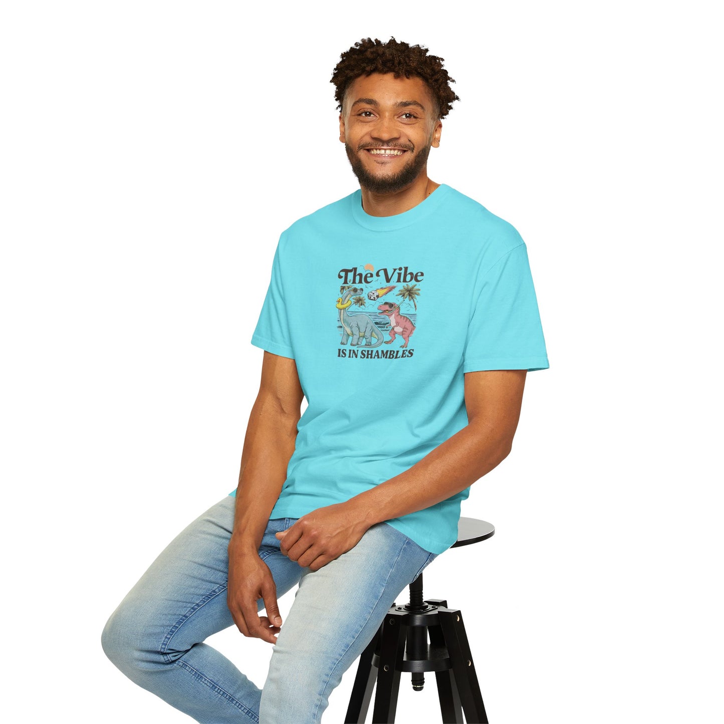 Retro Dinosaur Tee — "The Vibe Is In Shambles" Graphic T-Shirt