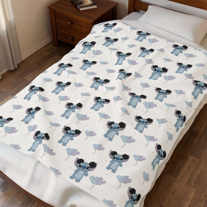Koala Hearts Velveteen Plush Blanket — Soft Baby Nursery Throw