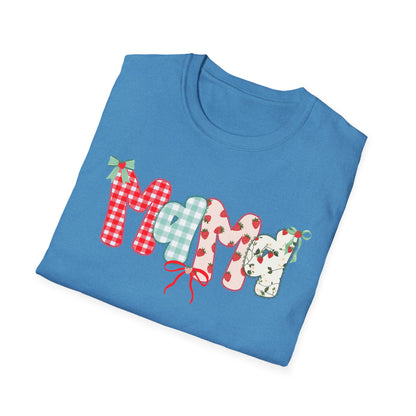Mama Patterned Patchwork T-Shirt — Floral & Gingham "Mama" Design, Cute Mother's Day Gift