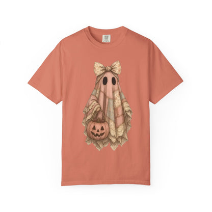 Halloween Ghost Girl T-Shirt — Vintage Cute Trick-or-Treat Pumpkin Tee