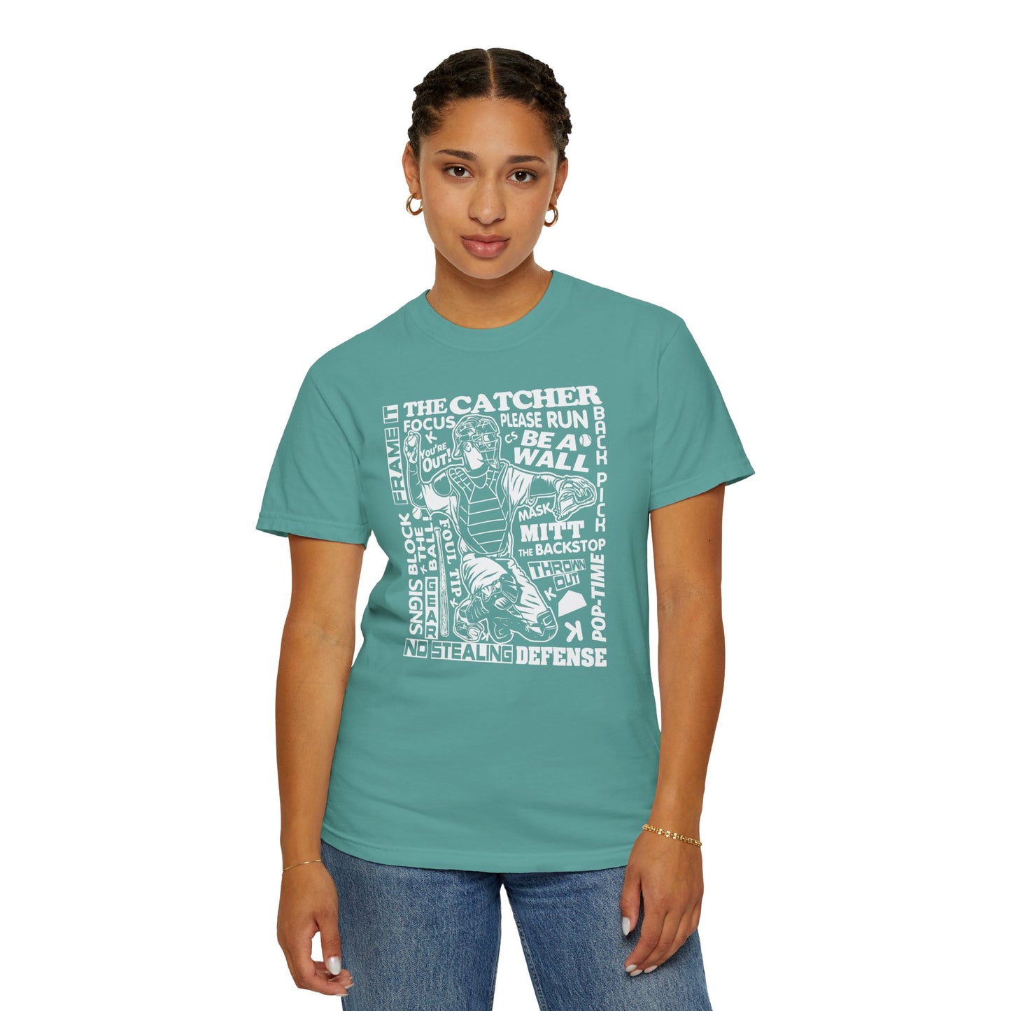 Catcher Graphic T-Shirt — Vintage-Inspired Baseball Catcher Design
