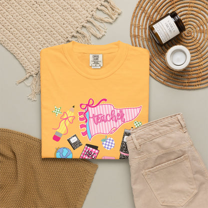 Teacher Essentials T-Shirt — Fun School Supplies Graphic