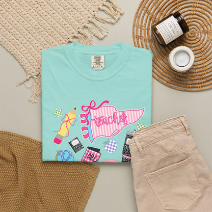 Teacher Essentials T-Shirt — Fun School Supplies Graphic