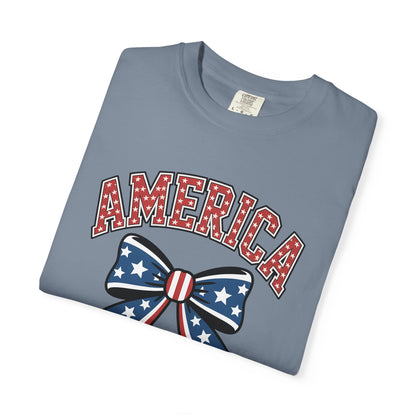 America Patriotic Bow T-Shirt — Stars & Stripes Fourth of July Tee