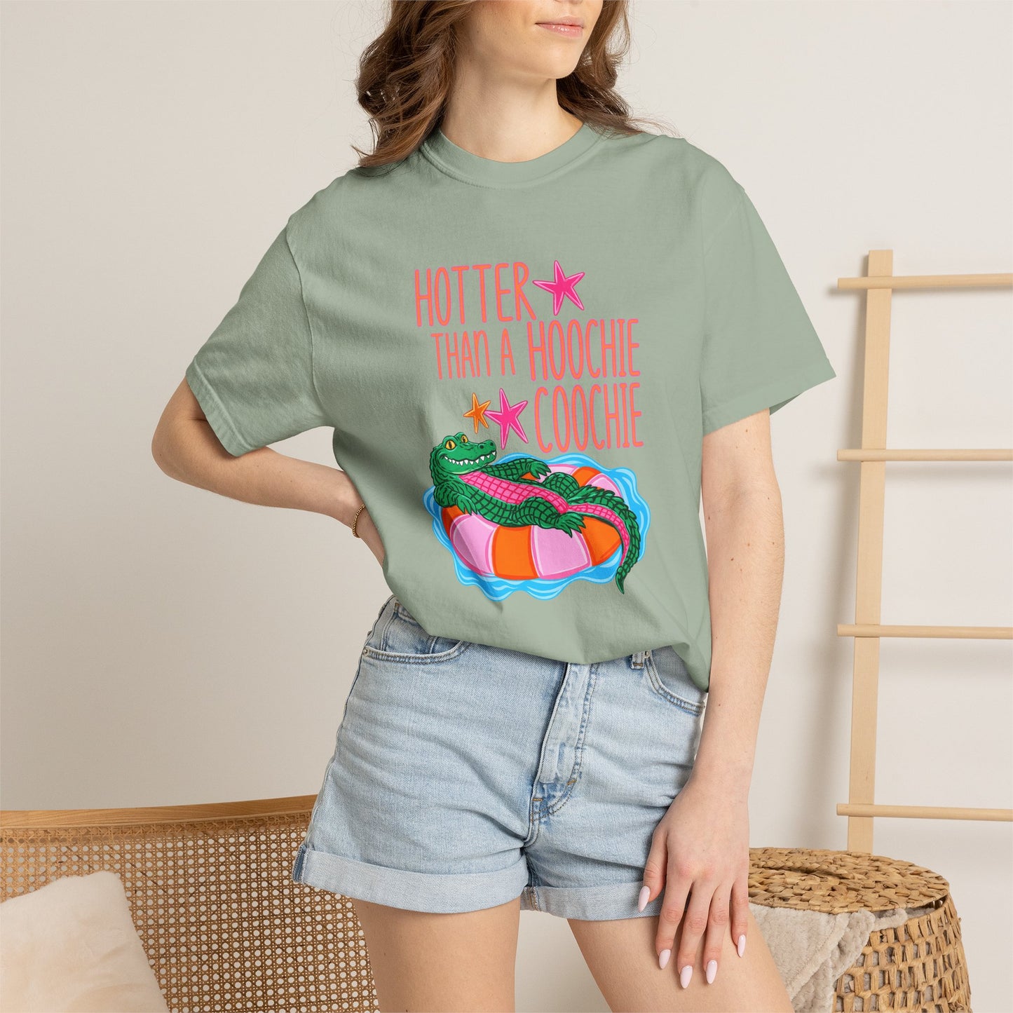 T-Shirt — "Hotter Than a Hoochie Coochie" Gator Pool Graphic Tee