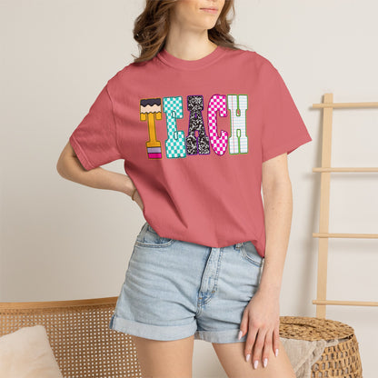 Teach Colorblock Graphic T-Shirt — Fun Teacher Appreciation Tee