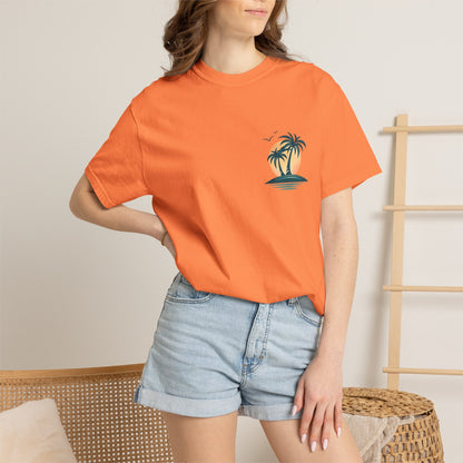 Palm Island Sunset T-Shirt — Tropical Beach Graphic Tee