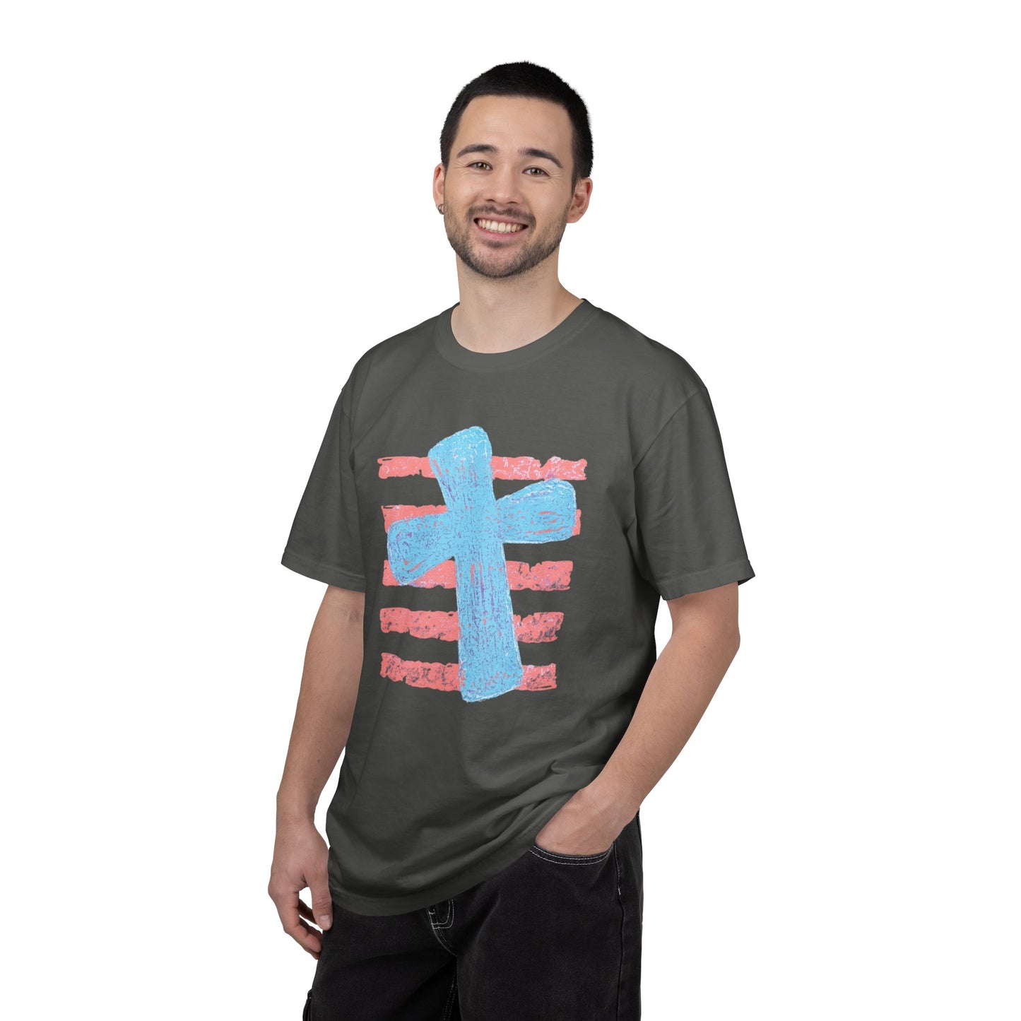 Cross & Stripes T-Shirt — Retro Coastal Church Graphic Tee