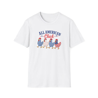 All American Chick T-Shirt — Patriotic Fourth of July Chicken Tee