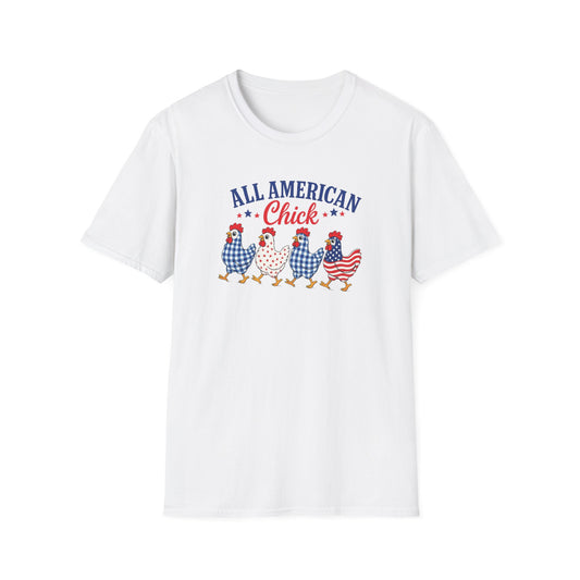 All American Chick T-Shirt — Patriotic Fourth of July Chicken Tee
