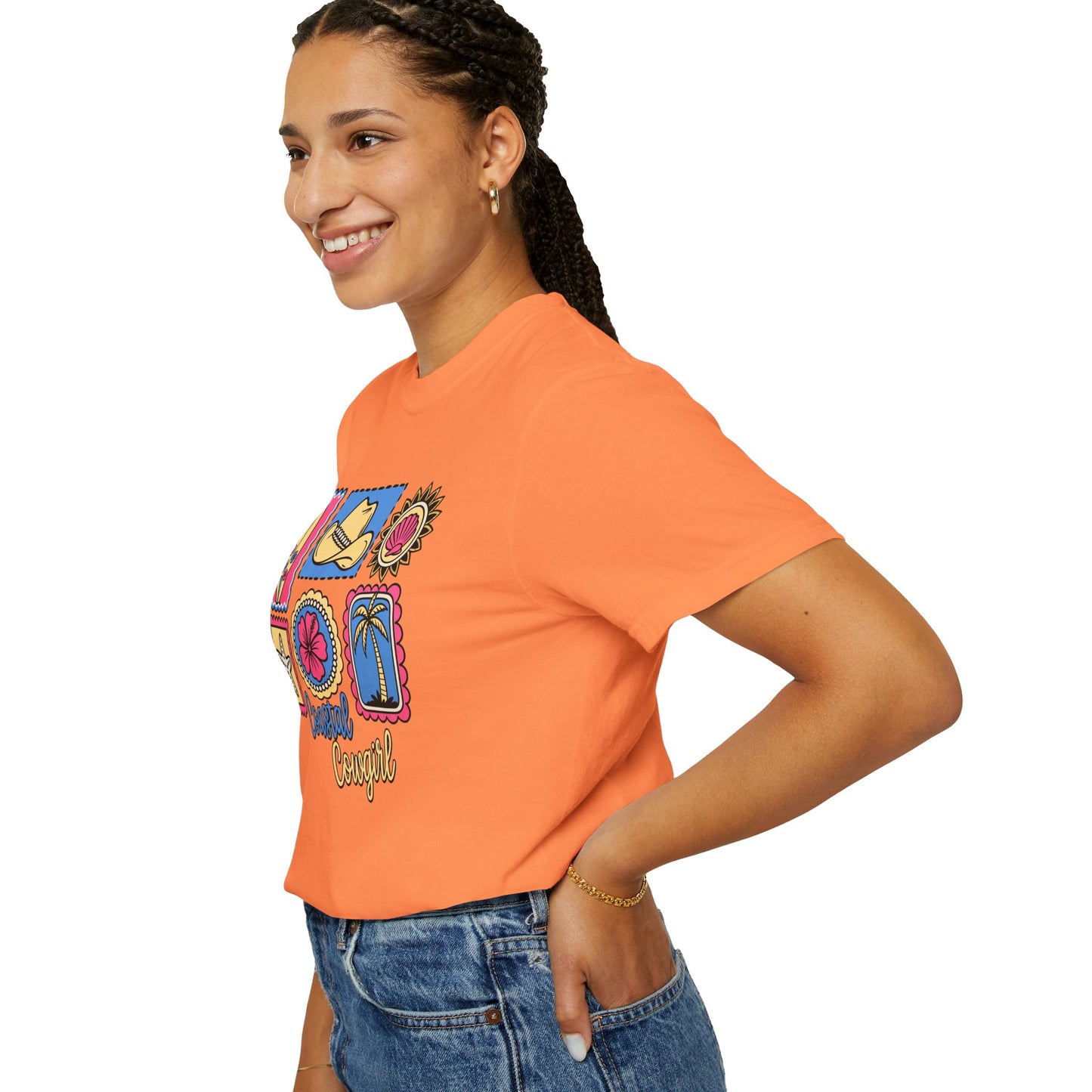Coastal Cowgirl Graphic T-Shirt — Retro Beach Icons Tee