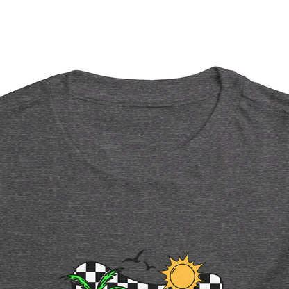 Toddler Tee — "Beach Vibes" Surfboard & Palm Tree Graphic