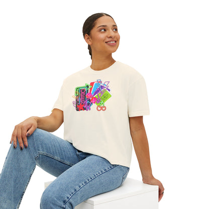 Retro Neon Makeup Graphic Tee — Women's Boxy Tee