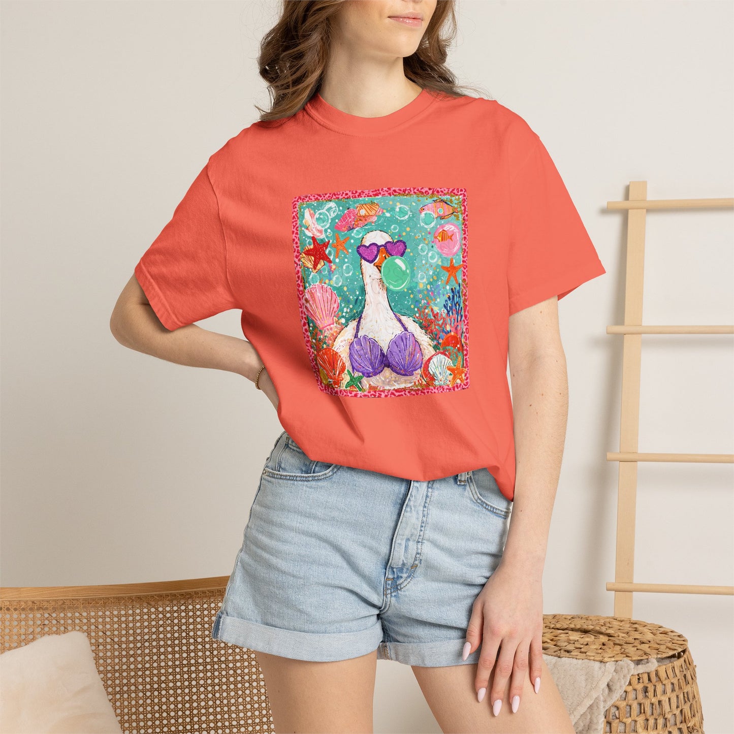 Goose in Bikini Beach T-Shirt — Cute Retro Seaside Graphic Tee