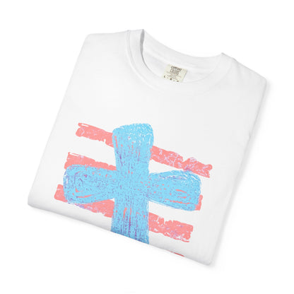Cross & Stripes T-Shirt — Retro Coastal Church Graphic Tee