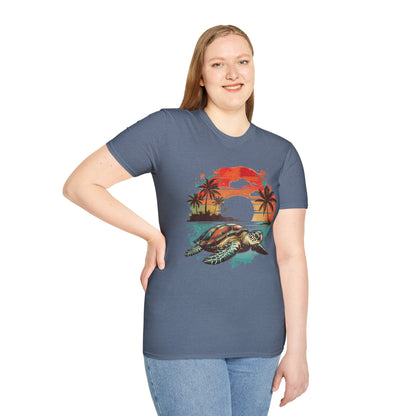 Sea Turtle Sunset T-Shirt — Tropical Beach Graphic Tee